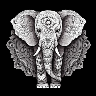 elephant side view mandala style, head only, outline, coloring book, simplicity, illustration mandala clipart