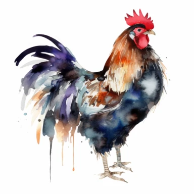 Watercolor chiken Clipart, white background, high quality,