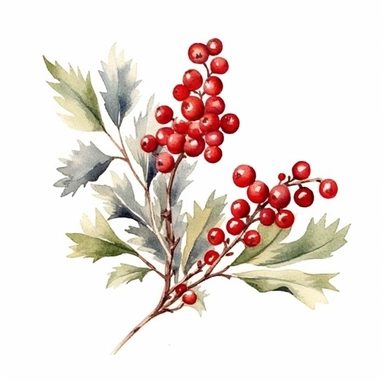 watercolor style, elegant christmas, clipart, isolated on white background, 4K