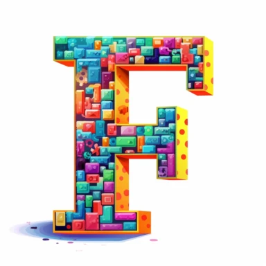 letter F clipart, 8 bit style, white background
