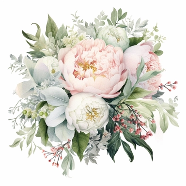 painted by anna buccarelli Floral clipart Eucalyptus Peonies White Flowers Greenery Light Pink Watercolorfloral borders of peonies flowers with eucalyptus in extremely pastel colours, amazing colour combo, with detailed watercolor peonies blooms,white/pink/green,bec winnel, intricately textured,close up,walter langley,lucy grossmith,heavy impasto technique,detailed shading, atmospheric watercolours,on white background clipart