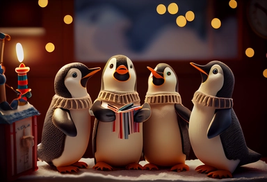 Penguins Singing Christmas Carol Cartoon Clipart , .highly detailed, + cinematic shot + photo taken by sony + incredibly detailed, sharpen details + highly realistic + professional photography lighting + lightroom + behance photography unsplash