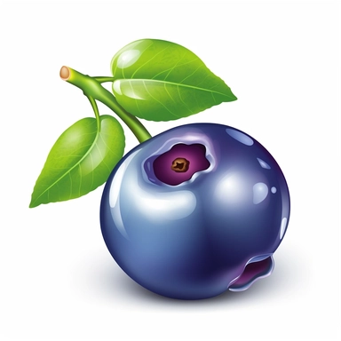 single blueberry clipart illustration, white background,