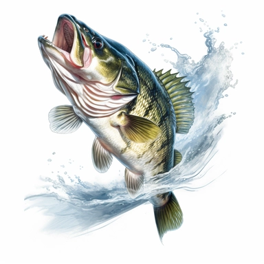 jumping,Bass Fishing, Clipart,whitebackground