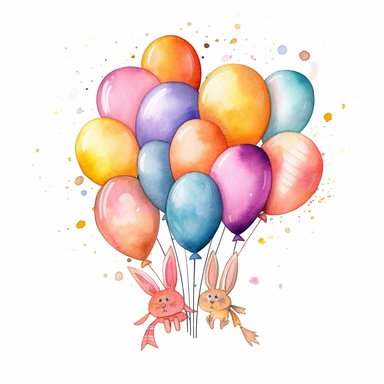 whimsical watercolour clip art against a white background easter themed balloons