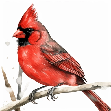 Watercolor Red Cardinal during winter clipart, realistic, photorealistic, highly detailed