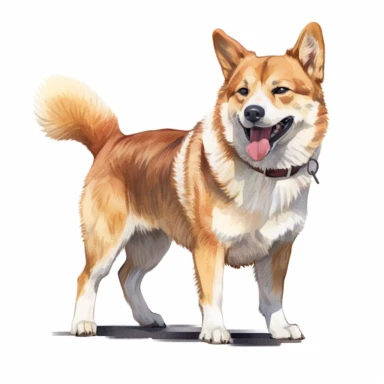 Shiba Inu dog Clipart, painted dog clipart, dog illustration, realistic, white background
