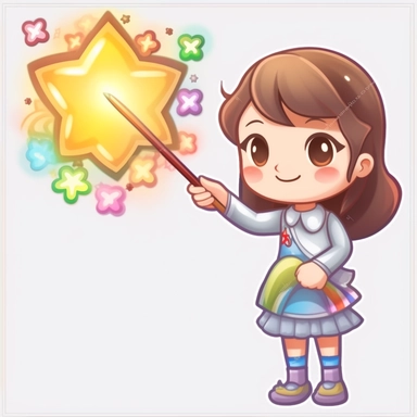 kawaii style rainbow cute teacher with a magic wand, casting spells to make learning fun and engaging for students, Best quality, 8K, HD, white background, no background, sublimation file, png, 2d, Cute kawaii style, vector clipart