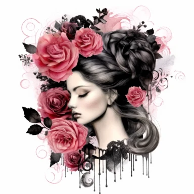 Rosa Moyesli Clipart Card Making, Mixed Media, Craft, black velvet, white background,