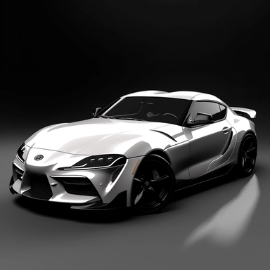 Black and white clipart of a 2020 Toyota Supra, full car view, high resolution 4k -