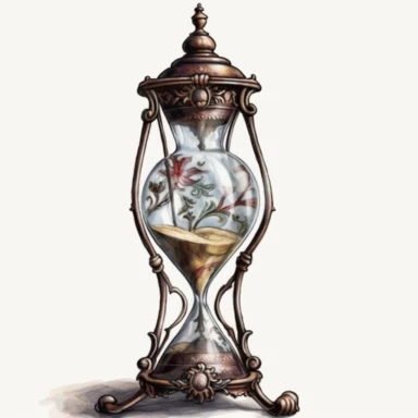 clipart, hour glass, victorian style, hyperrealism, watercolor, transparent background, white background, highly detailed