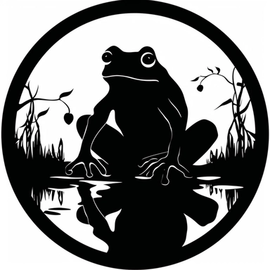 cute simple Halloween clip art black silhouette cut out of frog
