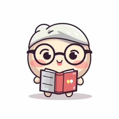 happy cute Librarian face, cartoon, clipart, mascot, isolated on white background