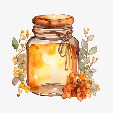watercolor clipart honeybee cute jar of honey white background
