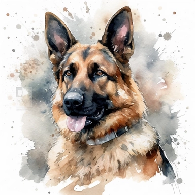 German Shepherd clipart, watercolor