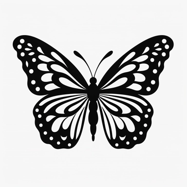 vector illustration, butterfly silhouette, svg, clipart, black outline, black and white, all white background, minimal