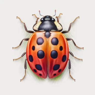 top view of watercolor ladybug, clip art, water color style, white background, no text or words