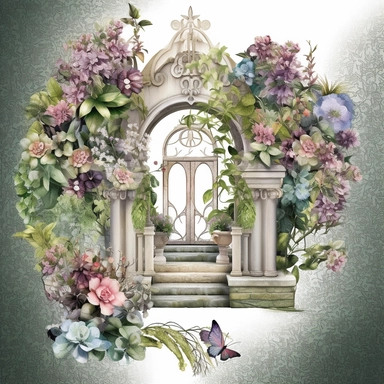 Capture the allure of an Enchanting Garden Oasis. Craft an ultra-detailed, 8K quality clipart without signatures or distracting lines. Embrace realism and artistry, showcasing intricate floral blooms and lush foliage. Set against a clean, white background for maximum versatility. Create a high-quality clipart that resonates with American women, evoking a sense of tranquility and natural beauty. Let your artistry transport them to a captivating garden escape.