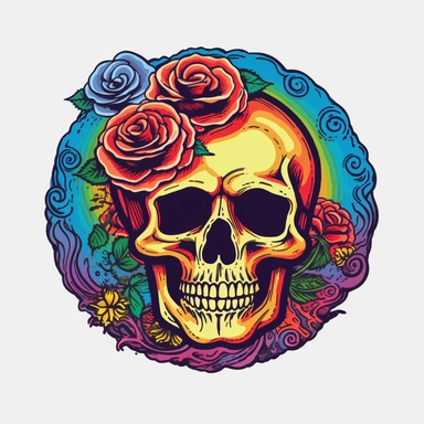 psychedelic grateful dead clipart, no background