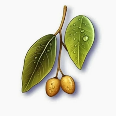 Isometric Sticker Clip Art of Lindentree Fruit, children friendly, illustrated in a playful and realistic style, perfect for any special occasion, cut out in the shape of an Leaf with small balls, with no visible background, giving it the appearance of a sticker, conveying a mystical and whimsical mood, edited with Adobe Photoshop to adjust brightness and contrast, rendered as a transparent PNG file with a high resolution to ensure a crisp and clear image with no pixelation, suitable for various