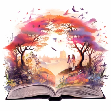 An opened book with watercolor floral design, with women group in it , in the style of fictional landscapes, peculiar fantasy, dreamlike illustration, magical, clipart, white background, vector image - Variations by <@909820757092216832> (fast) - Image #3 <@909820757092216832> - Image #4 <@909820757092216832> - <@909820757092216832> (fast)