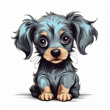 hand drew puppy with quirky looks clipart