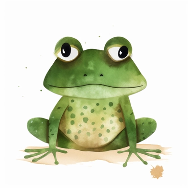 woodland frog, simple shapes, no lines, no outlines, clipart most popular on etsy, featured on dribble, minimalist, computer vector, watercolor illustration clipart, watercolour clipart, watercolor illlustration for children’s book, print on demand image, PNG tranparent background