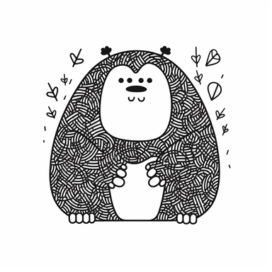 drawn illustration cute doodle (Gorilla), clip art, digital art, vector, isolated transparent background, clean line art, simple strokes, minimalist style, straight lines, curves