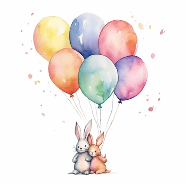 whimsical watercolour clip art against a white background easter themed balloons