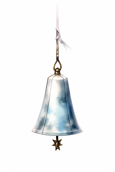 Clip art of ice Japanese Wind Bell, simple, white background, Beautiful margins, large margins, by Helen Beatrix Potter, easy to crop image, Natural light, 4k, HDR