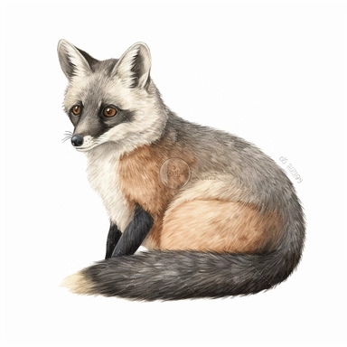 watercolor darwin's fox, clipart, white background