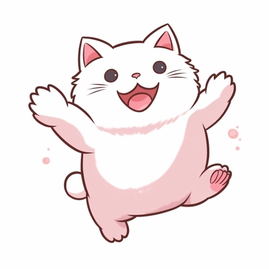 kawaii minimalist cat jump clipart, white background