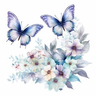 Fantasy Style Ancient Rome style Butterflies and Flowers with watercolor effect, little butterfliesMany flowers,suitable for digital clipart,white background,Mythologic Scene,Ancient rome fashion