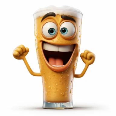 Pixar movie happy pint of beer, no human, no words, no logos. no hands, face expressions, ultra detailed, white background, clipart,