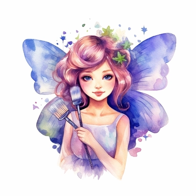 cute fairy girl hairdresser, hair salon, watercolour Clipart white background