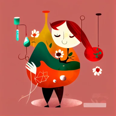 a person experimenting different methods, clipart, naive, plain background,