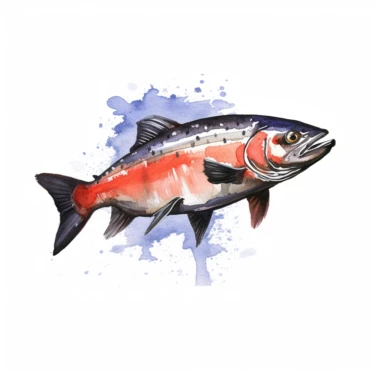 a Norway Norwegian Salmon in the style of watercolour clipart with detailed brush strokes