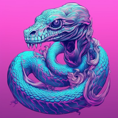 cobra vaporwave filigree clipart