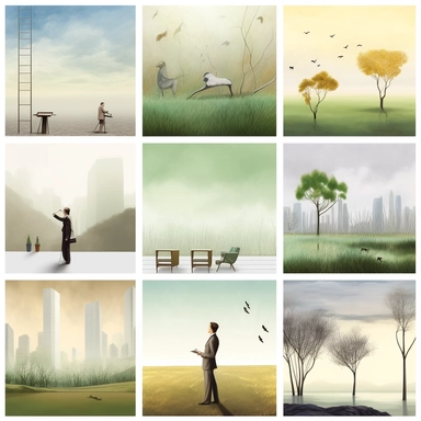 collection of isolated clip art images, business themed nature background