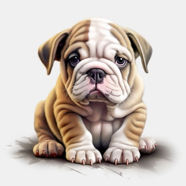 Bulldog puppy, Clipart, Digital art, disney style, hyperdetailed, 1080p, Ultra-HD no background