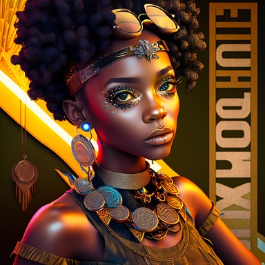 award winning photography of neon future branded high fashion and accessories, clipart style of african american betty boop in full standing portrait with smooth brown skin no blemish, with hazel colored eyes pretty long eyelashes, wearing gold hoop earrings, wearing a really cute style r&b hip hop style outfit, 8k polished focused photography, detailed intricate unreal engine 5 bright top lighting in style of lisa frank charlie bowater and rus trans