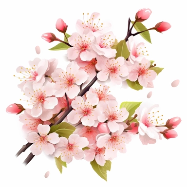Cherry blossom flowers high quality Vector Clipart , White Background
