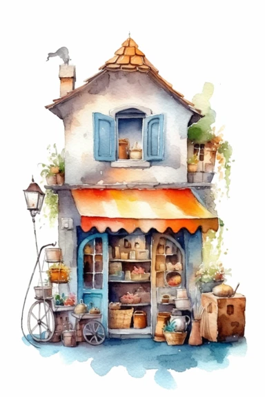 merchant watercolor clipart cute isolated on white background