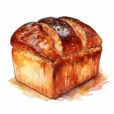 one watercolor loaf of cottage bread clipart, hd