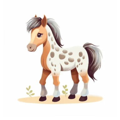 a baby horse clipart with illustration, full body shot ,8k, style of Bohemian, style of Anna Süßbauer and Jon Klassen,vector, Vector, white background,Solid Background, Sharpness and clarity, masterpiece, trending on Artstation and Dribbble.
