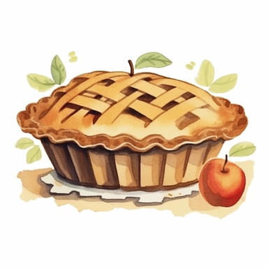 apple pie watercolor clipart, white background