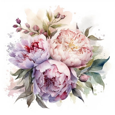 a bouquet with a few peonies clipart with white background, unimaginable beauty,white with little pink details in the centre of the bloom,An illustration clipart painted by ann buccarelli, watercolour, combo pale colours, insanely detailed, on white background, amazing colour combo, with detailed watercolor bloom, white/ pink/ green, bec winnel, intricately textured, close up, walter Langley, lucy grossmith, heavy impasto technique, detailed shading, atmospheric watercolours, on white background