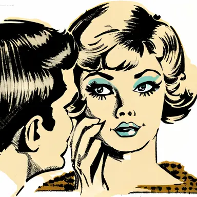 1960's clipart vector graphic, retro, vintage, woman staring.