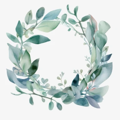 eucalyptus Wreath Watercolor - eucalyptus frame - Delicate ethereal soft frame for Wedding invite Logo - Digital clipart PNG