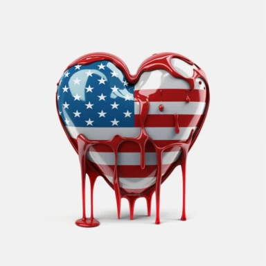melting heart USA flag, Illustration clipart, 4K, extremely detailed